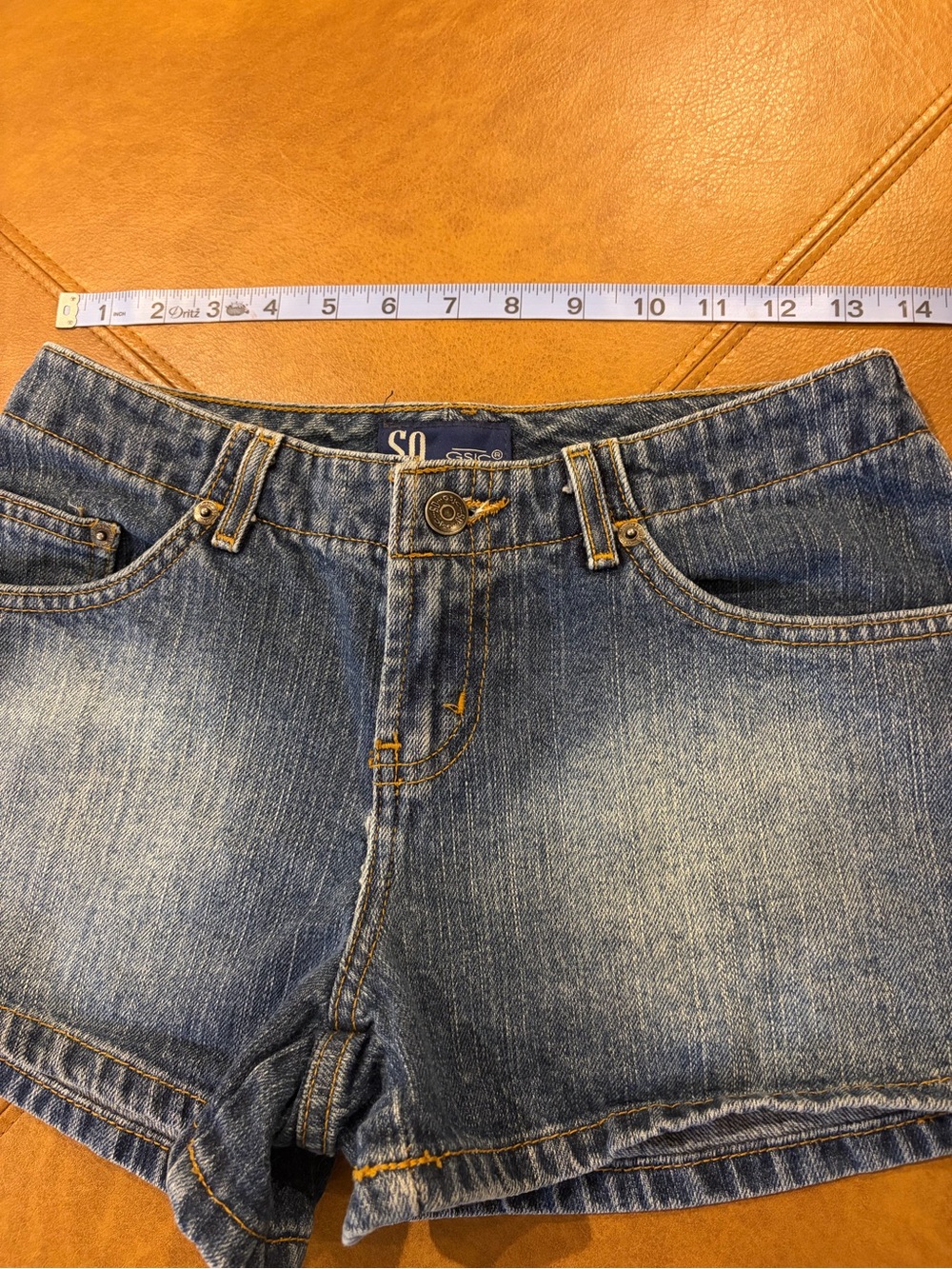 SO Denim Shorts Size 3 Mid Low Rise Y2K Vintage - Picture 5 of 7